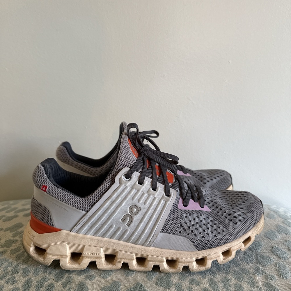 On Running Women's Gray and Orange Sneakers